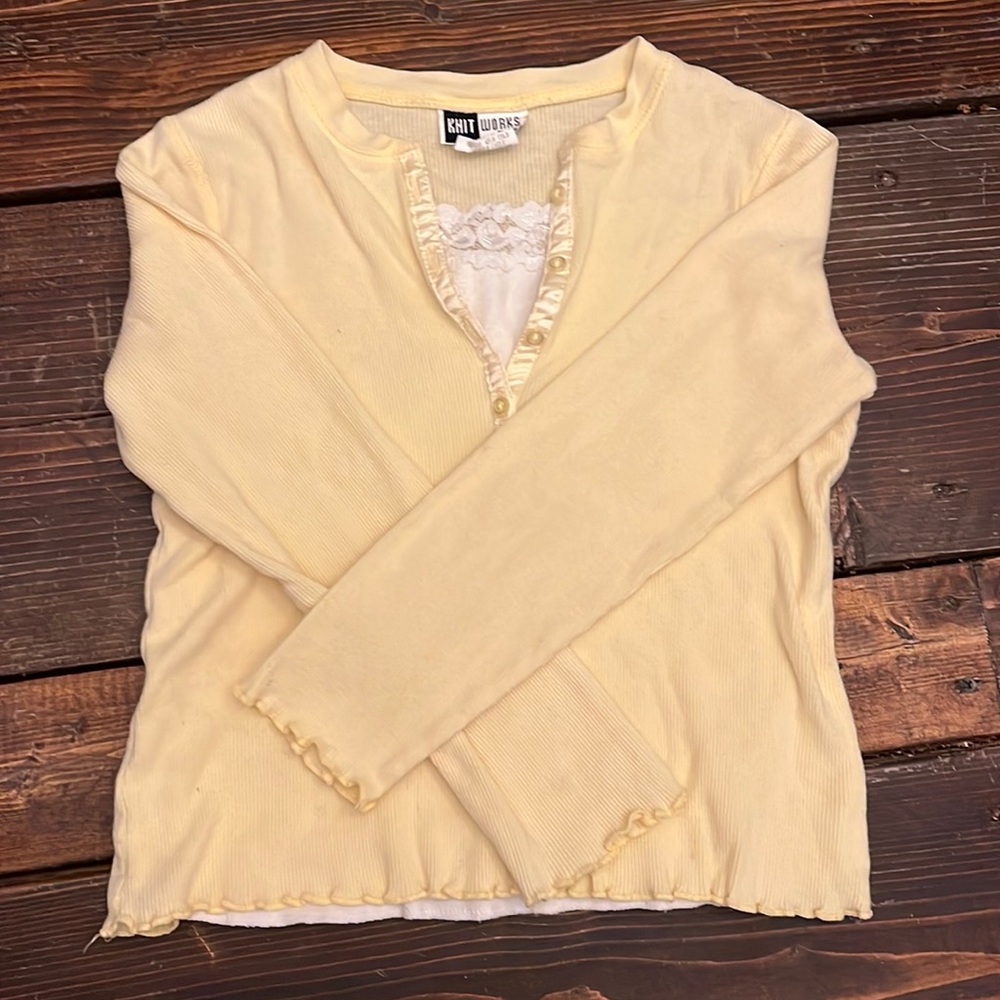 knit-works yellow cropped 2pc sweater top